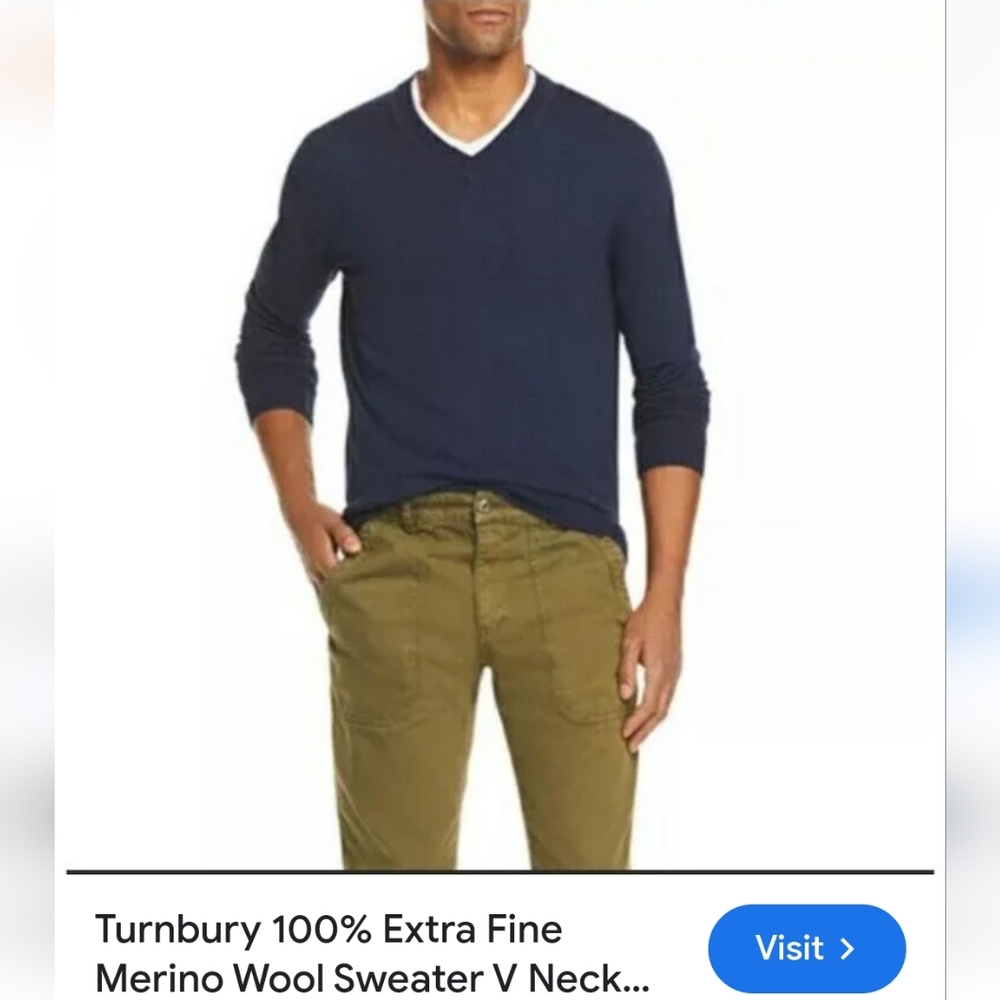 Turnbury Men's Classic Blue V-Neck Sweater